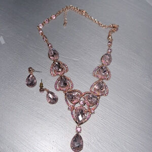 Stainless steel ‎ Matching Dangle Earrings necklace fashionable Jewelry Set